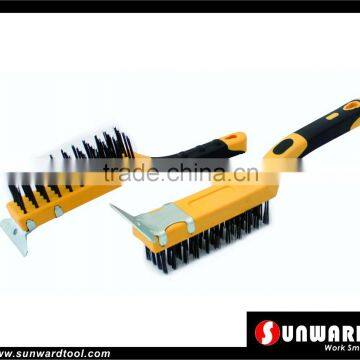 Soft Grip Wire Brush with Scraper