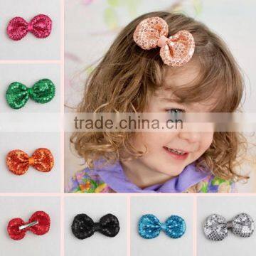 MS62045K sequin bow hot sale products kids girls hair clips