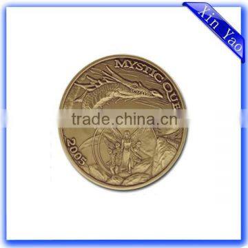 Personality custom zinc alloy emboss dragon logo copper plating coin