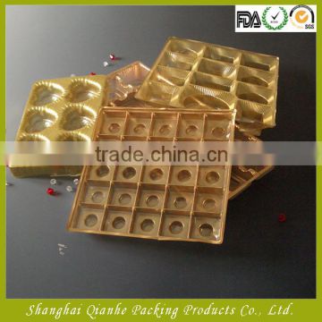 0.3mm Thick High Quality Chocolate Plastic Tray In Golden Color