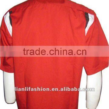red latest short sleeves shirt designs for men with refelective tapes coverall uniform