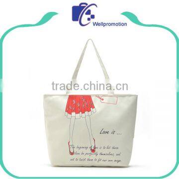 Promotional cotton beach tote bags with inside pockets