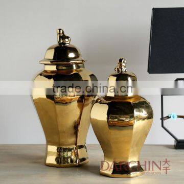 Ceramic storage jar Built-In Grinder - Gold