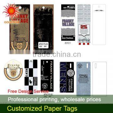 full color printed paper swing tag for apparel