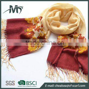 wholesale soft acrylic printed woven scarf shawl in winter