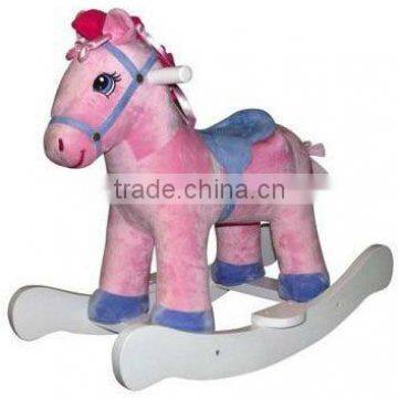 Plush pink rocking horse with sound new ride on toys