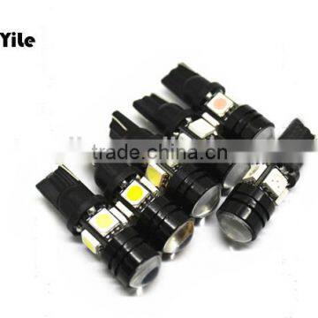 China Factory T10 LED Light Lens 12V 5050 SMD + cob LED Lamp Automotive Astigmatism And Spotlight W5W LED Light