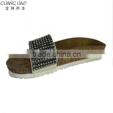 2016 New Style Women Cork Slipper Simple Style Silver Bright Beads Fashion Cork Slipper photo-1
