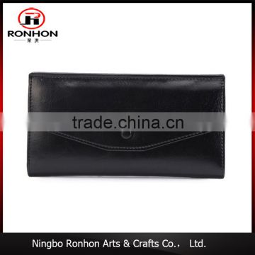 black simple PU leather wallet for lady, button design hand wallet