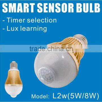 PIR Motion Sensor LED Light Bulb with Lux learning & Timer selection(Model:L2w)