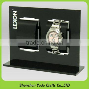 Vertical T shaped acrylic/MDF watch holoder rack, black double watch display