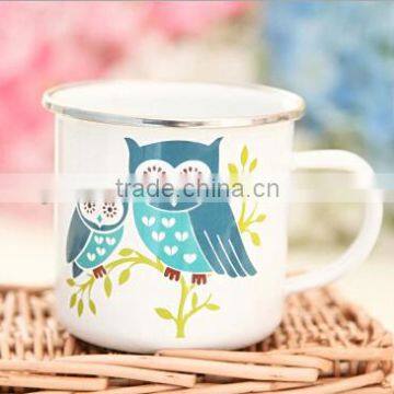 China whoesale branding logo printed steel enamel camping metal cup/mug