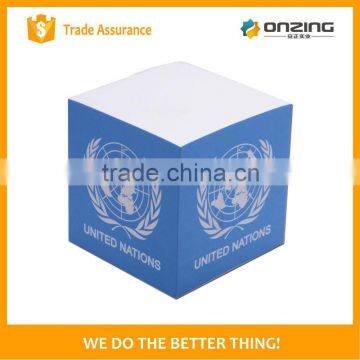 100gsm wood free white paper note cube with custom logo printing