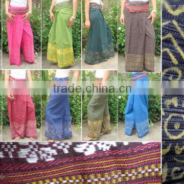 VTG RETRO THAI COTTON HANDMADE HIPPIE BOHO HANDMADE FLORAL PRINT THREAD KAPENG PANTS oriental fisherman asian style