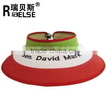 Customized promotioanl girl lady beach sun visor hat foldable roll up wide brim straw hat