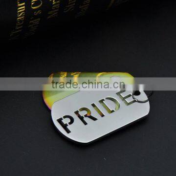 Europe 2pieces Purple High Polishing Stainless Steel Dog Tag Jewelry Pride Pendant photo-5