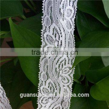 White Nylon Elastic Trimming Lace Fabric For Borders Decorations