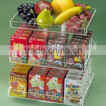 Counter top 3 tiers acrylic retail display for cereal