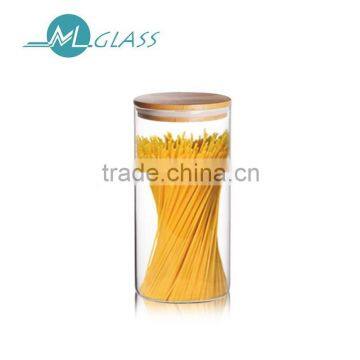 wholesale glass jar storage jar 1000ml capacity wooden lid