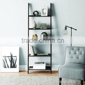 SHELF 5 TIER LEANING BOOKCASE ESPRESSO -LIVING ROOM