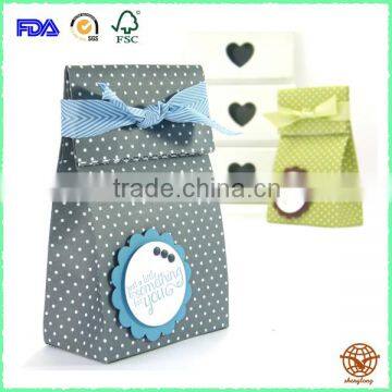 Wholesale Custom Printed Kraft Ribbon Gift Bag , new Style Shopping Bag