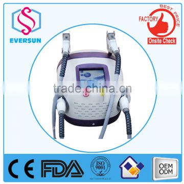 China newest shr + OPT + IPL two handle SSR SVR with 17 language software portable IPL shr hairy removal beauty salon machine