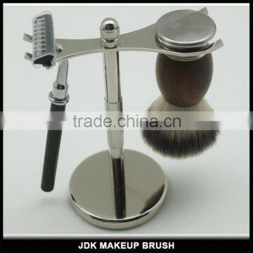 Custom Metal Stand Shaving Kit Wood and Metal Handle Nylon Shaving Brush Set With Razor photo-3