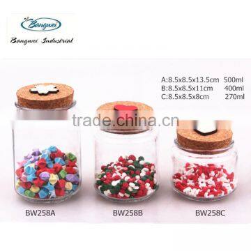 clear glass jar with cork lid