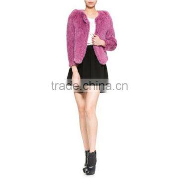Women's 100% chinese knitted mink coat fur without collar