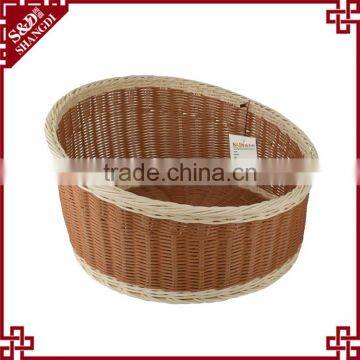 Round Shape Slide Side Fruit Bucket French Baguette Display Rattan Bread Basket