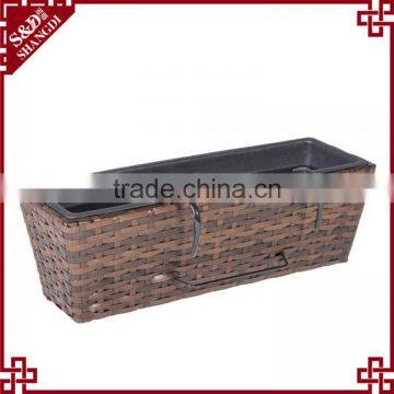 High quality rectangular shape large wicker rail planter