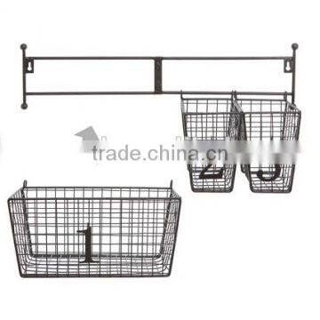Wall Mounted Black Metal Wire Mesh Numbered Storage Basket Set photo-3