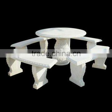 Outdoor White Marble Table And Chairs For Decoration