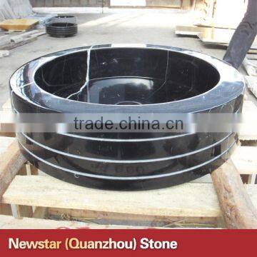 nero marquina marble round basin