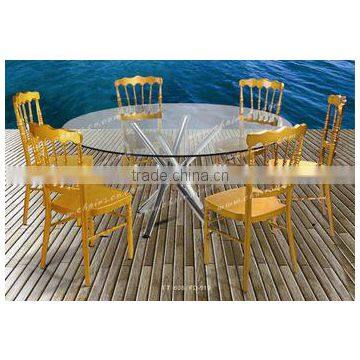 Wholesale Modern Tempered Glass Dining Table With Stainless Steel Base photo-6