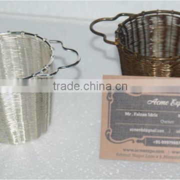 Tea strainer stainless steel | Brass and silver finish Deep Basket tea strainer