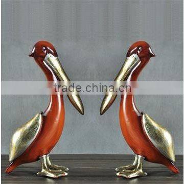 Antique vintage wood effect polyresin pelican statues