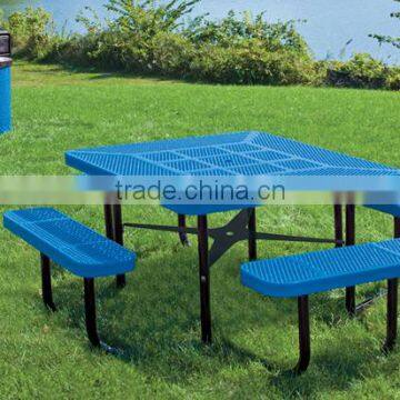 Garden Patio Furniture, Expanded Metal Table With Benches photo-3