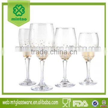 High quality wine glass and water glass set with golden decal