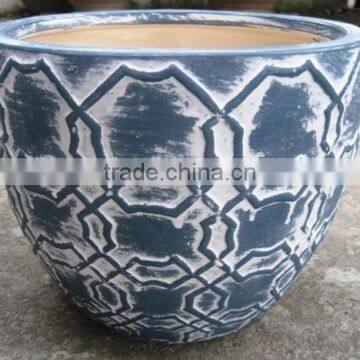 Indoor wash vase - Indoor pottery with round rim and pattern outside