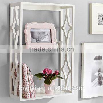 Wall Decoration Wall Mounted 2 Tier Bookshelf Rack Wall Mount Display photo-2