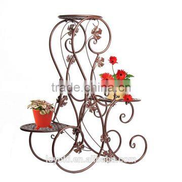 3-Tiered Scroll Decorative Metal Garden Patio Standing Plant Flower Pot Rack Display Shelf Holds 3-Flower Pot Stand photo-6