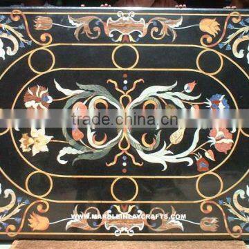 Black Marble Inlay Table Top, Marble Inlay Table