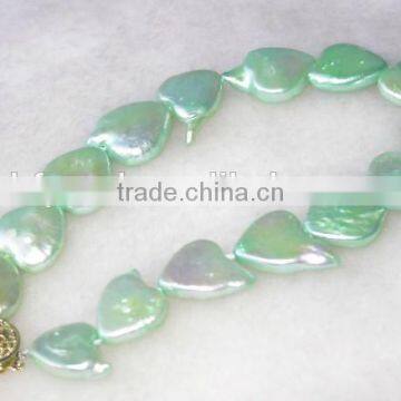 5-6mm Heart Shape Green Freshwater Pearl Beaded Bracelet photo-2