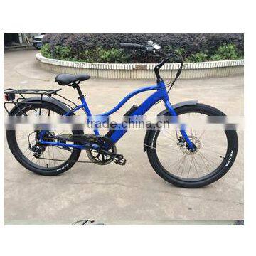 26 inch brushless hub electric bicycle lithium battery powered electric beach cruiser bike for lady