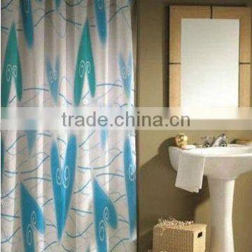 Print PEVA shower curtain and bath accessory