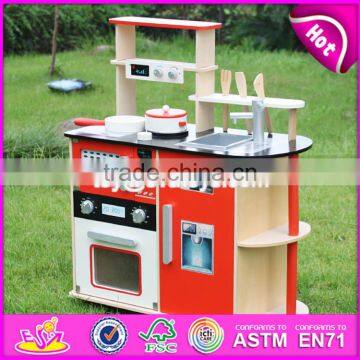 2017 New Design Red Kids Pretend Play Wooden Kitchen Toy W10C211 photo-2