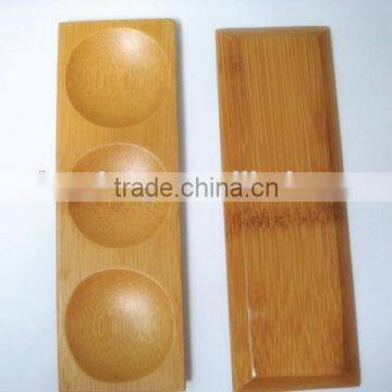 Bamboo Sushi Plate With Three Round Lattice photo-1