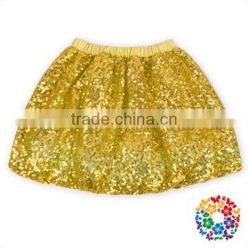Solid Gold Baby Girls Mini Skirt Toddler Infant Kids Fashion Skirt Soft Cotton Sequin Skirt For 0-6 Years Old