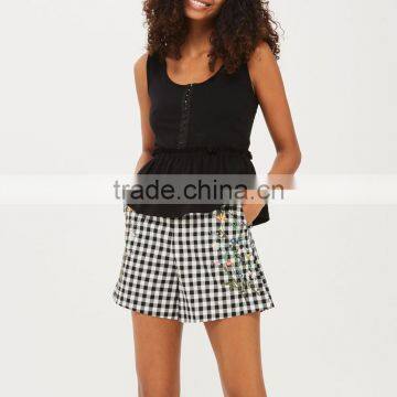 Sleeveless Scoop Neck Hook And Eye Peplum Top Ladies Cotton Tops Designs